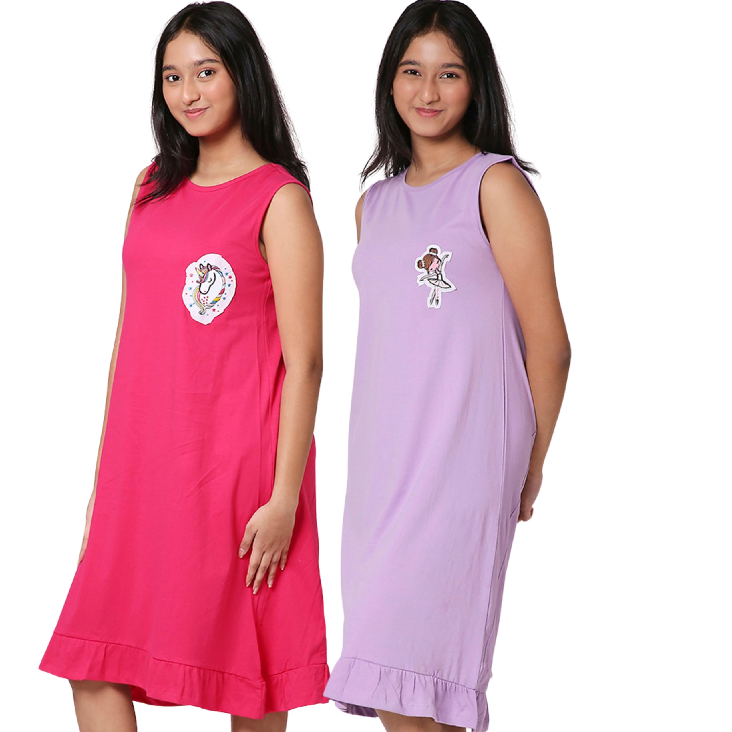 TotzTouch Premium Girls Night Dress | Night wear | Sleepwear Frock Cotton Age Baby Girl 1 Year to Teen Girls 15 Years (P