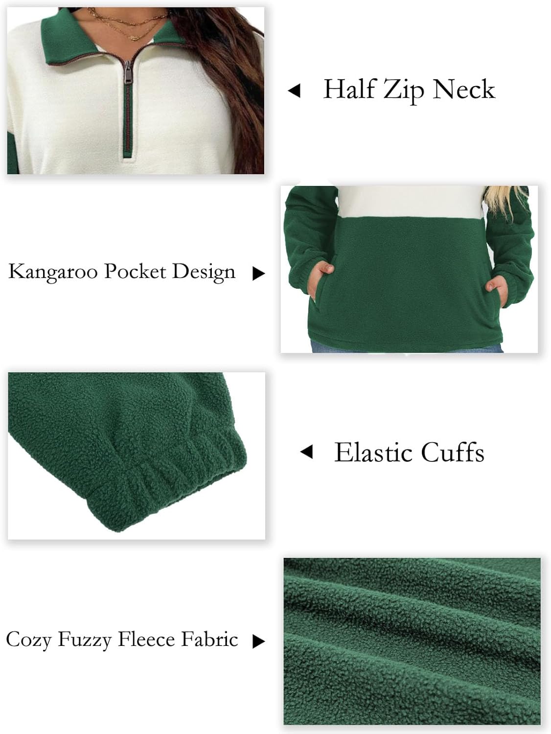 ROSRISS Plus-Size-Sweatshirts-for-Women Oversized Long Sleeve Color Block Shirts Warm Half Zip Polar Fleece Pullover Tops - Image 3