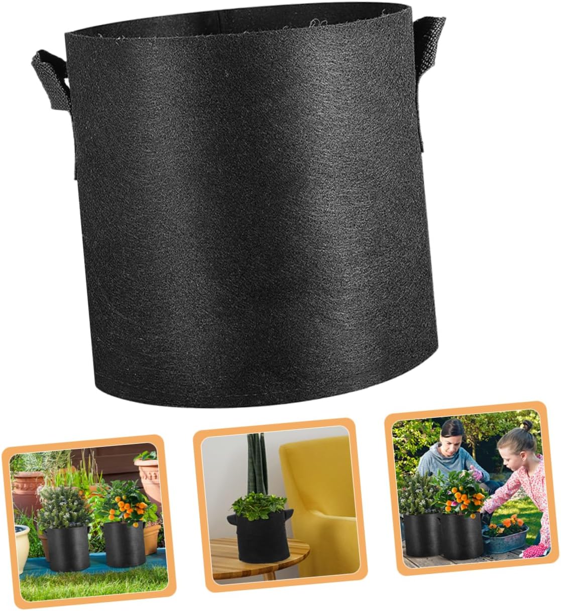 Mipcase 24pcs Garden Plant Grow Bags Non-Woven Plant Growing Bags Portable Handles for Succulent Flower Vegetable