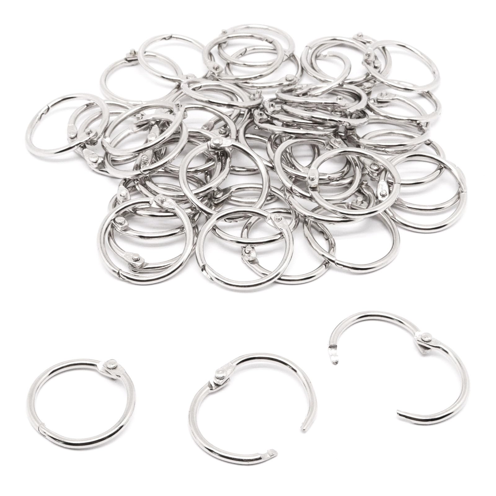 Small Binder Rings 1 inch, Book Rings 50pc, Flash Card Rings, Rings for Index Cards, Loose Leaf Binder Rings, Paper Rings Metal, Ring Clips, Book Binder Rings