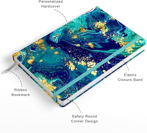 Miniatura 2 de Cuaderno rayado, tapa dura, tamaño mediano de 5.7 x 8.4 pulgadas, 160 páginas de papel grueso, bonito cuaderno estético A5 con rayas universitarias