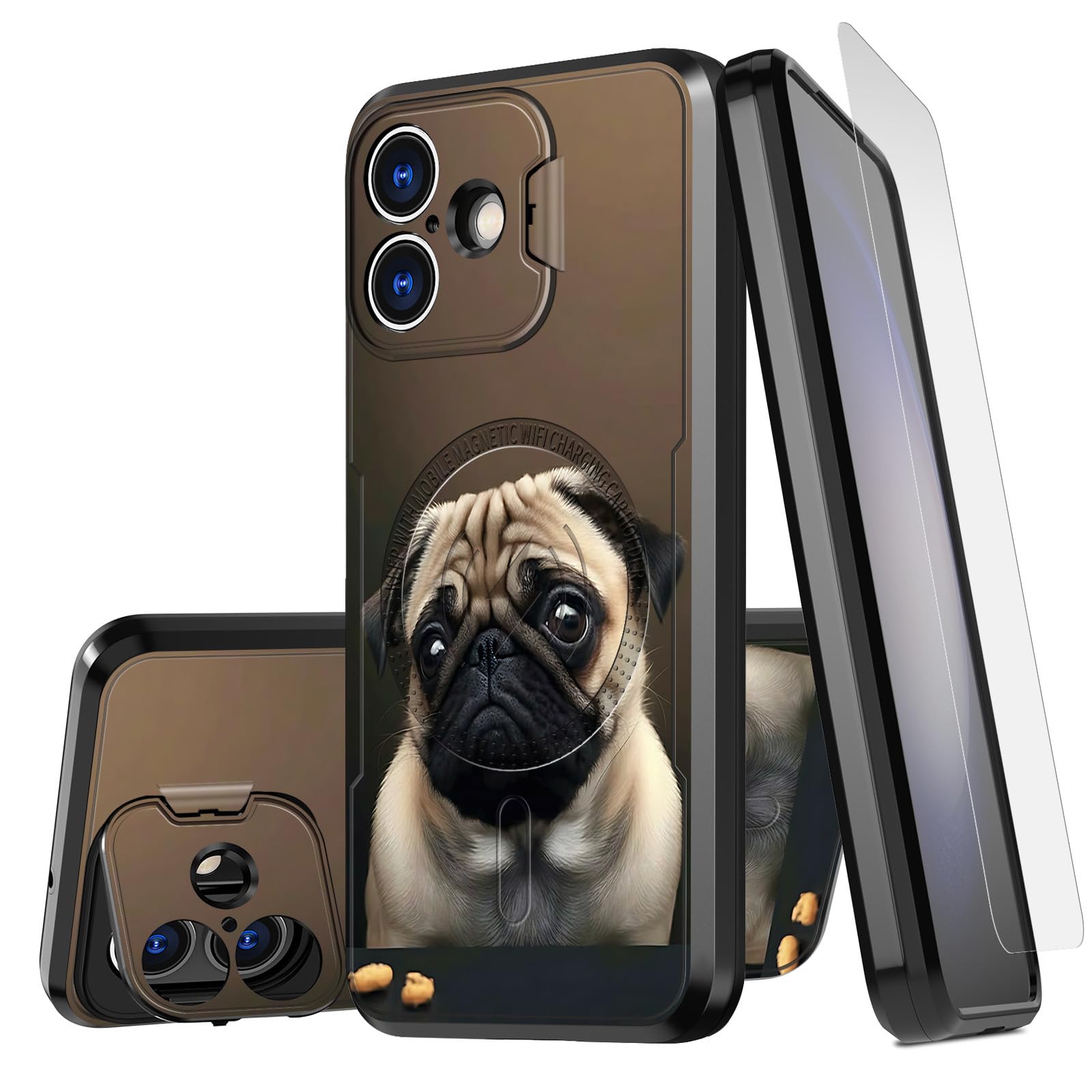 GYSYSQSH for iPhone 16 Plus Case with Screen Protector Adjustable Camera Cover Stand Kickstand & Camera Lens Protection Magnetic Slim Anti-Scratch