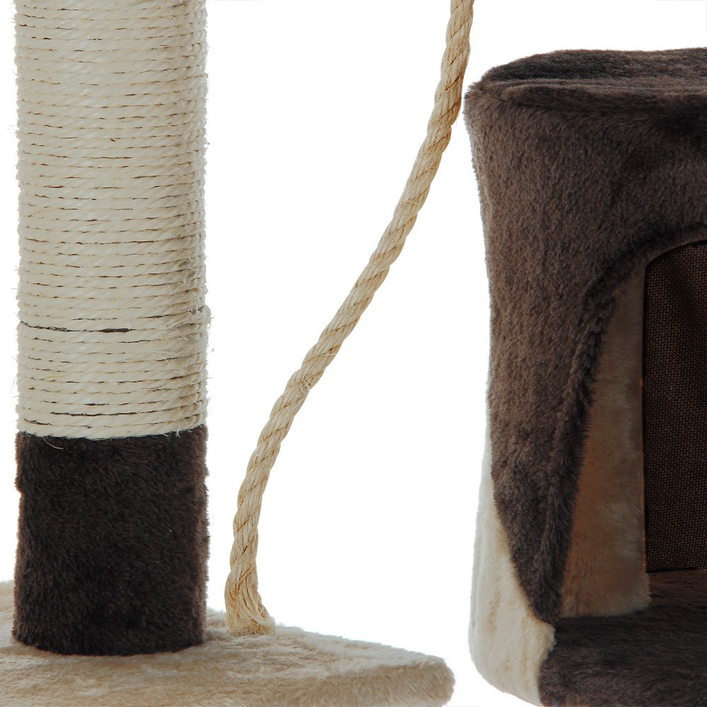 CADOCA Árbol Rascador Gatos 112Cm 3 Plataformas 1 Cueva Marrón Crema