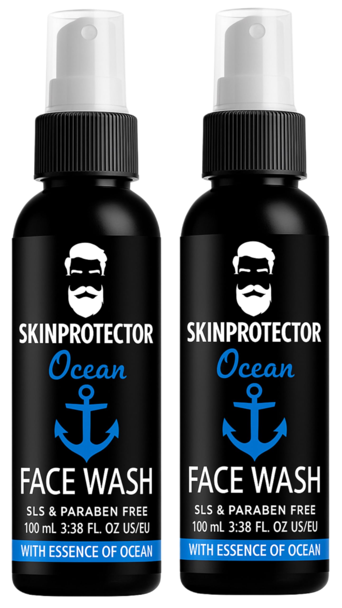 skinprotector Muuchstacs Ocean Face Wash for Men | Fight Acne & Pimples, Brighten Skin, Clears Dirt, Oil Control, Refreshing Feel - Multi-Action Formula (2x100 ml)