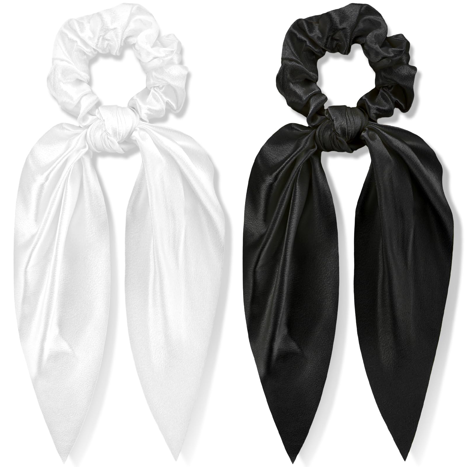 Amazon.com : 2 Pcs Black White Ponytail Scrunchies - Knotted  display picture 1