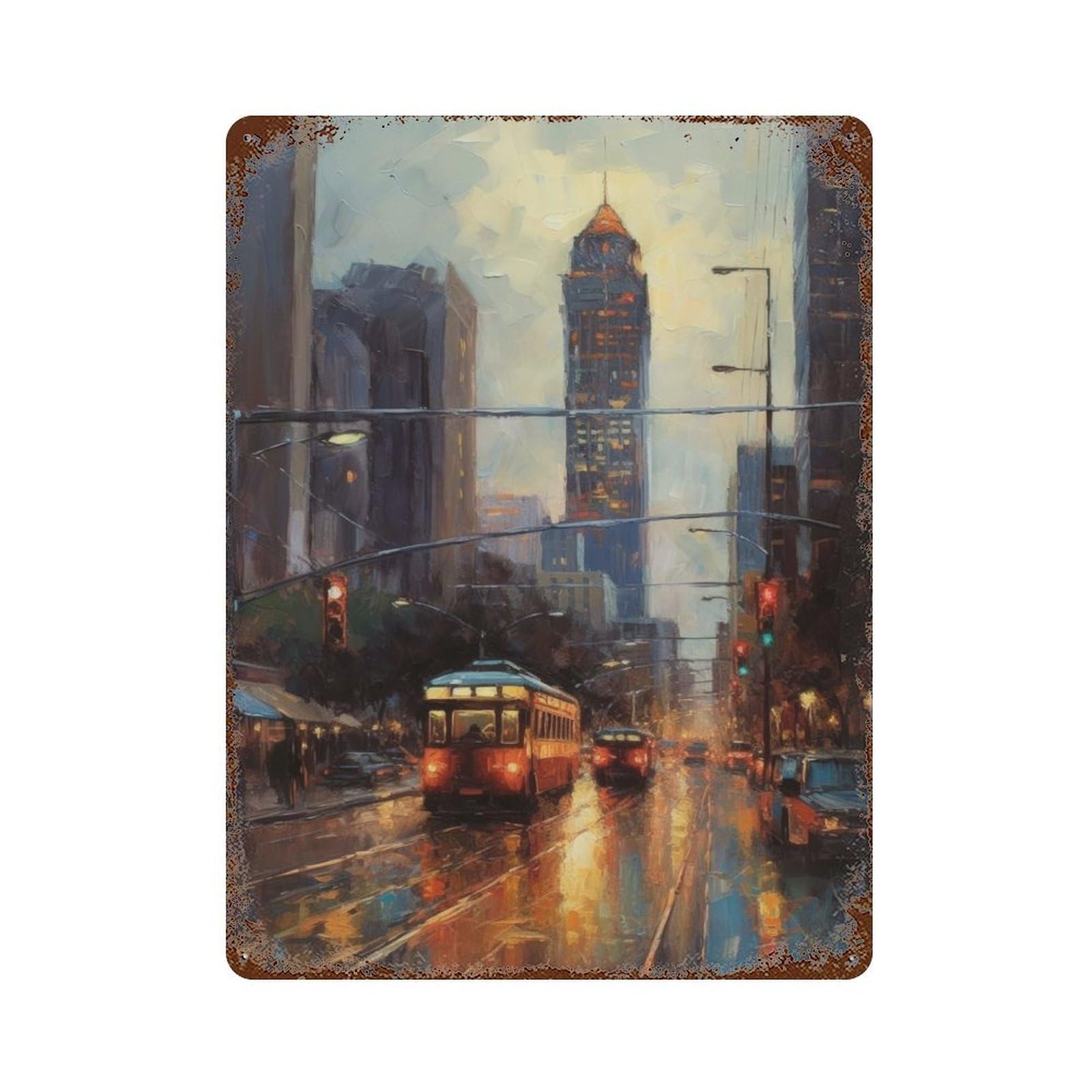 Retro Metal Sign with Atlanta Art USA Design 15.7"x11.8", for Bistro, Counter And Cafe Decor, Shabby Chic Decor