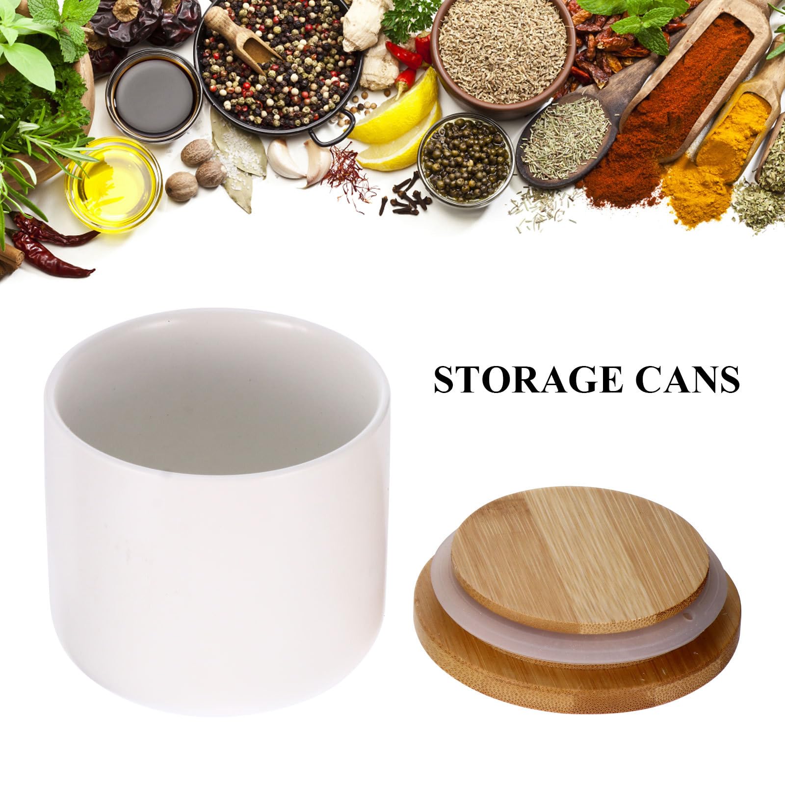 Set 2 Barattoli Ermetici Contenitori Sigillati Multiuso in Ceramica Bianca Design Delicato e Leggero per Tè e Snack la Conservazione in Cucina