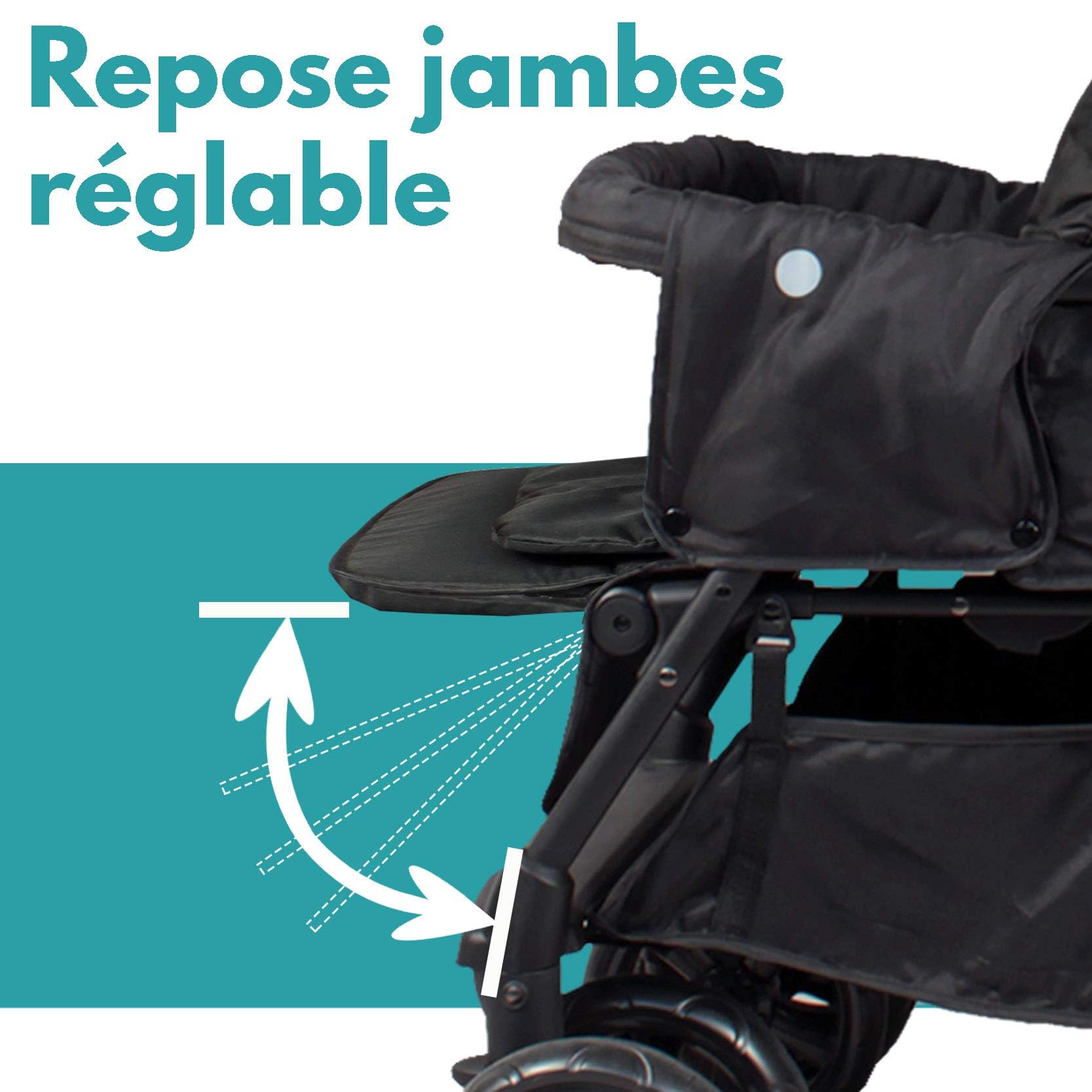 BAMBISOL | Poussette Double Bébé & Nouveau-Né | Siège Allongeable | Pliage 1 Main | Habillage Pluie Inclus | Dossiers Réglables, Harnais 5 Points | Grand Panier | Légère & Compacte | Gris Noir