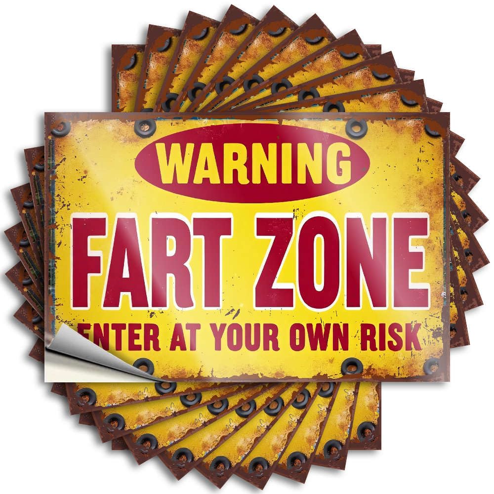 Funky Room Decor Love Quote - Warning: Fart Zone. Enter At Your Own Risk. Removable Decal Laptop Easy Peel for Halloween(8X12CM)