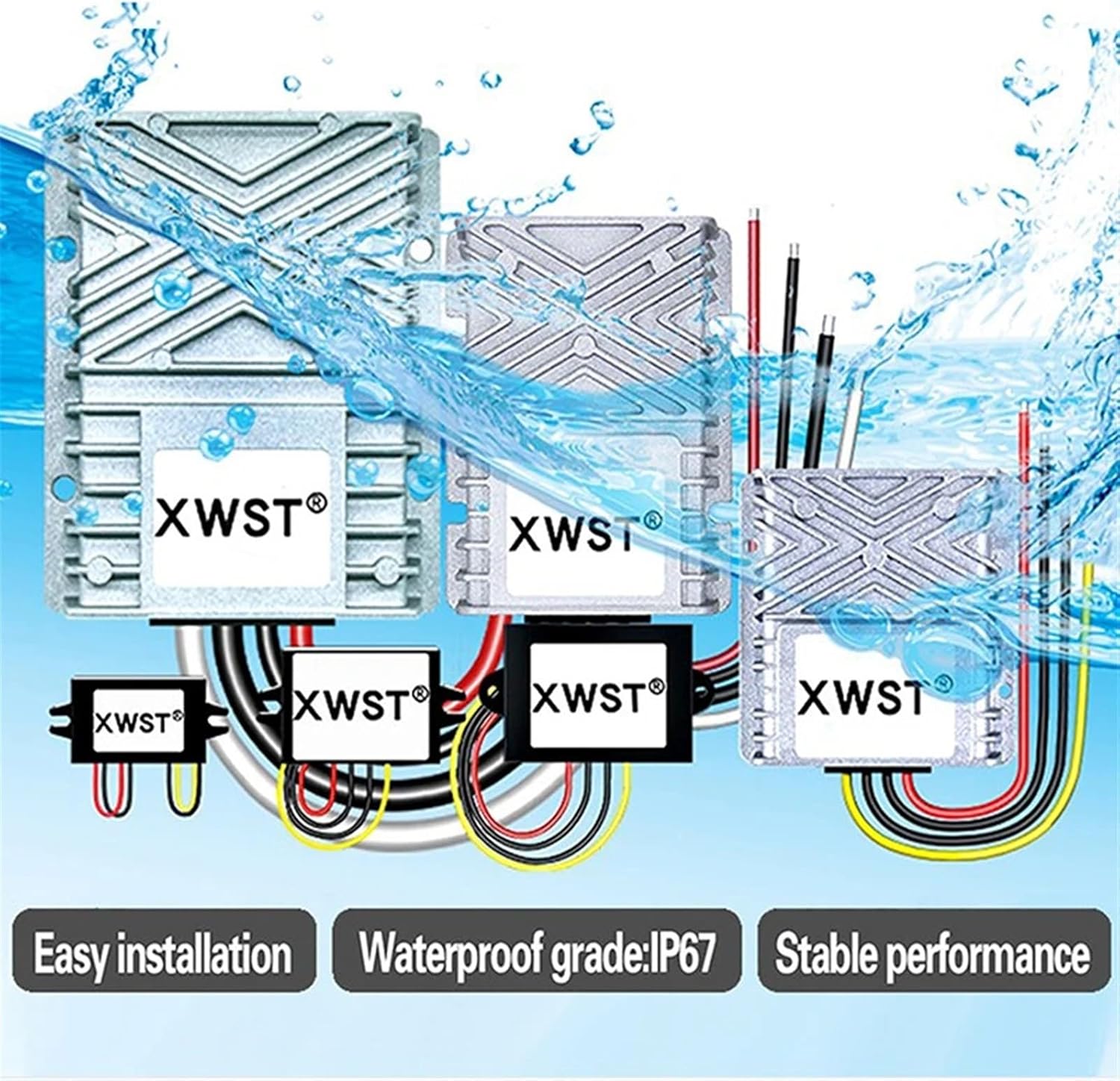 DC DC Converter 30-60V to 12V 36V 48V to 12V Voltage Reducer 10-25A Step Down Module Waterproof Buck Solar Inverter(10A Aluminum L)