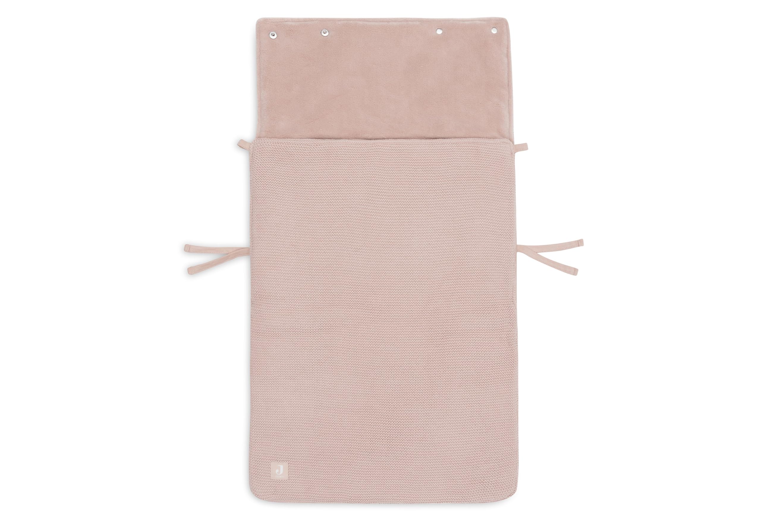Jollein Fußsack Basic Knit – Wild Rose – Für Babyschale Kinderautositz Gruppe 0+ und Kinderwagen – Für 3-Punkt- und 5-Punkt-Gurt – Strickmuster und Fleecefutter