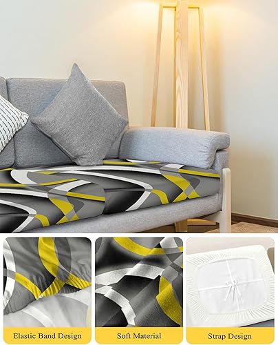 Miniatura 4 de Modern Geometric Couch Cushion Covers, Sofa Cover Sofa Furniture Protector Slipcover with Bottom Tie Rope, Soft Non-Slip for Chair Bench Settee