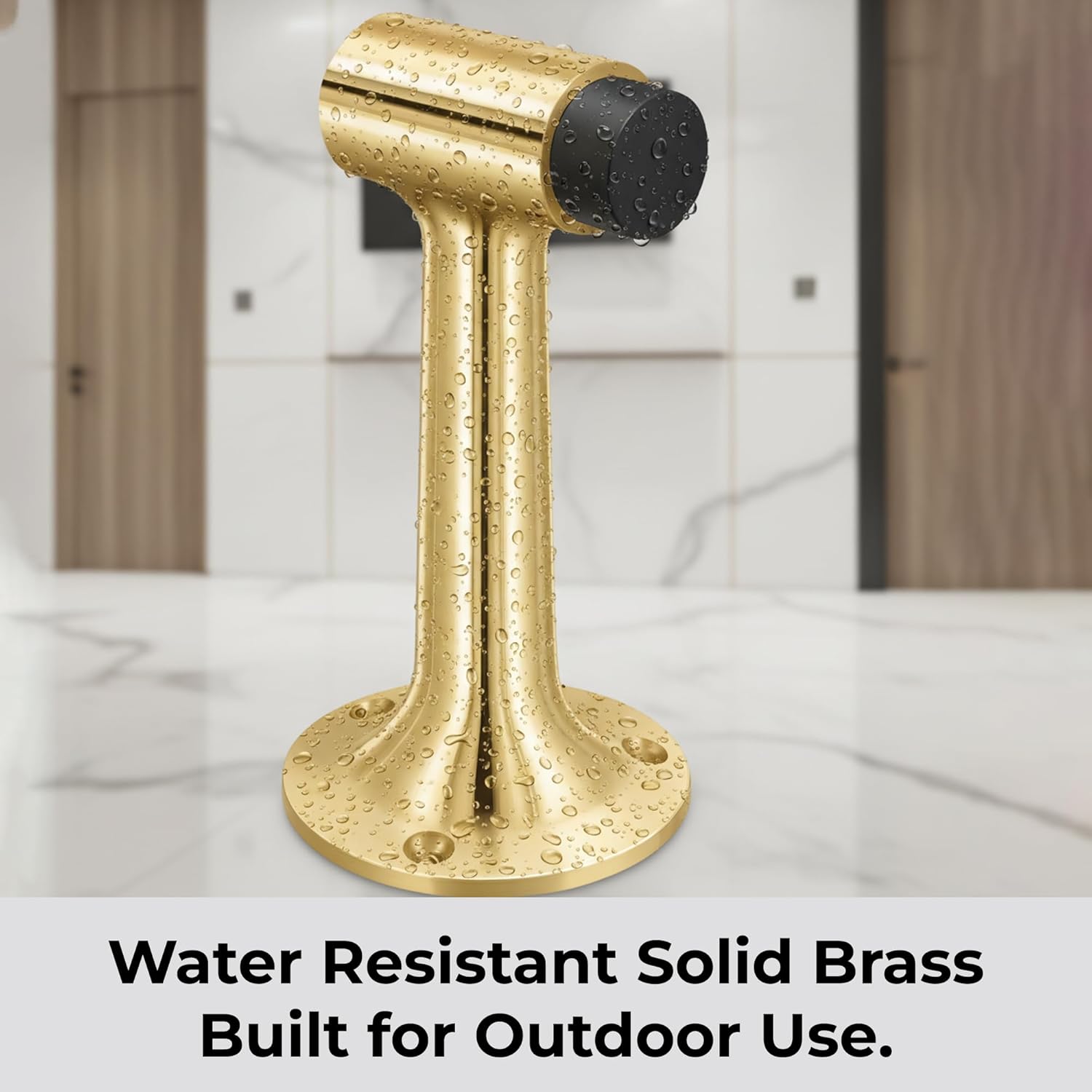 Heavy Duty 6″ Door Stop, Solid Brass Commercial Grade, Floor Mount Stopper (Polished Brass)
