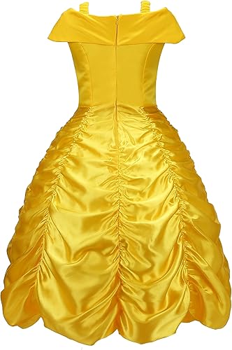 Miniatura 4 de VBY Disfraces de princesa para niñas pequeñas con hombros descubiertos en capas para Halloween Navidad cosplay vestidos amarillos