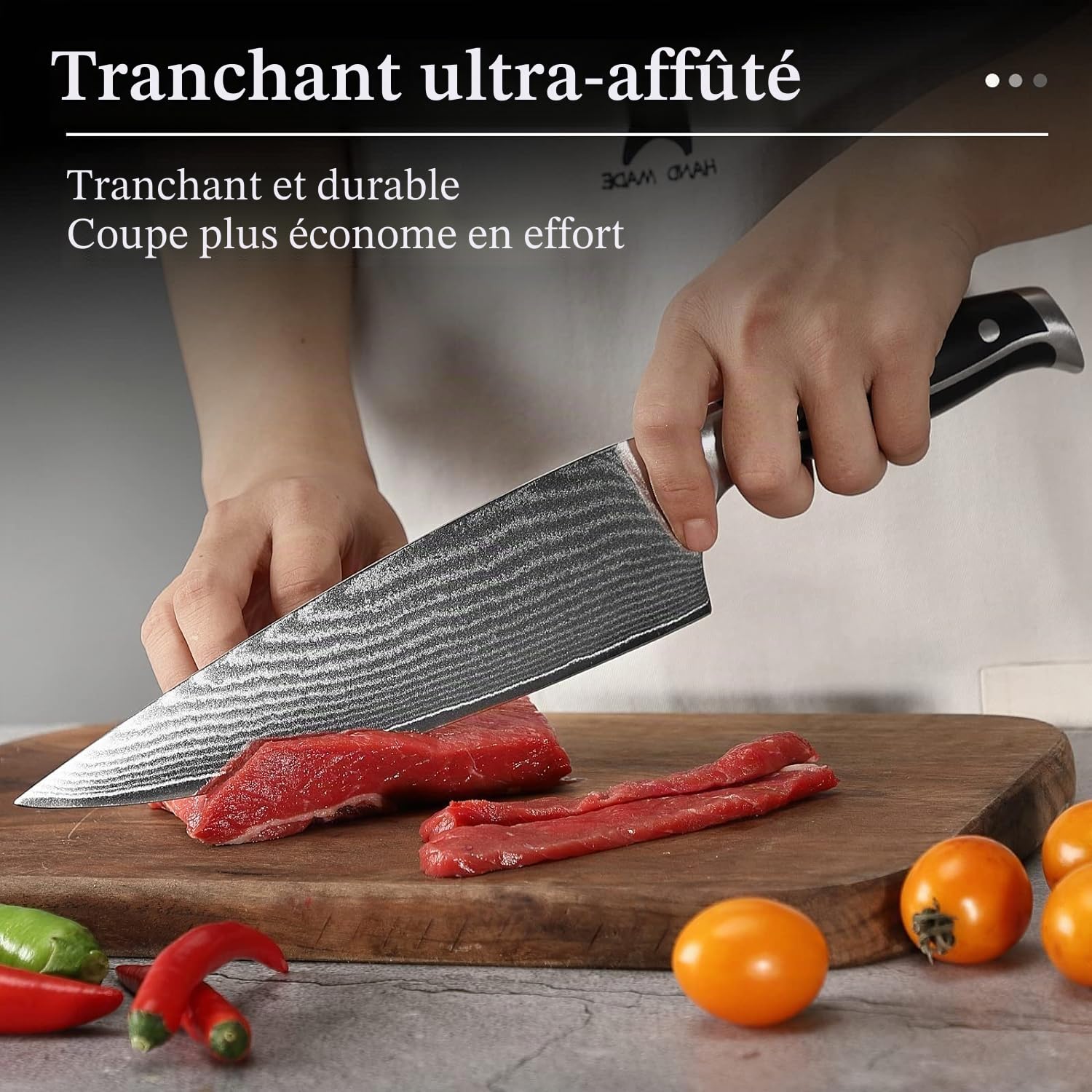 NANFANG BROTHERS Ensemble de Couteaux Damas avec Bloc en Bois Ensemble de Couteaux de Chef Style Japonais Professionnel 67 Couches Acier VG10 Acier de Damas Couteaux de Cuisine Aiguisés Gris