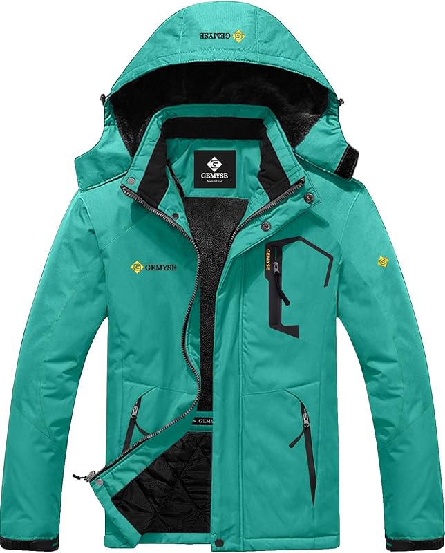 GEMYSE campera de esquí impermeable para hombre Abrigo de nieve de invierno con capucha desmontable | campera impermeable resistente al viento, con forro polar, cálida, con múltiples bolsillos, para snowboard y clima frío