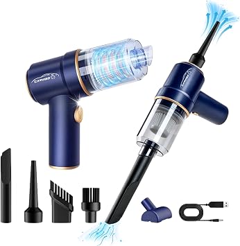Portable Handheld Cordless Car Vacuum Cleaner, 6 in 1 16000Pa Vacuum Cleaner and Air Duster with LED Lights and Multi-Nozzles, 120W High Power Rechargeable Vacuum for Car, Home, Office, Pet