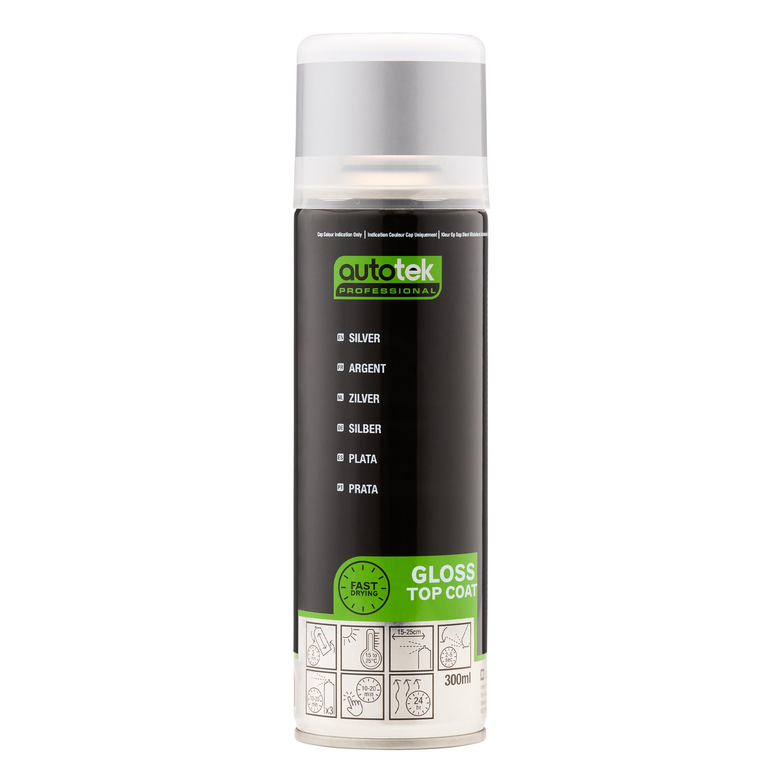 Autotek Professional Silver Spray Paint. Aerosol Spray. 300 ml