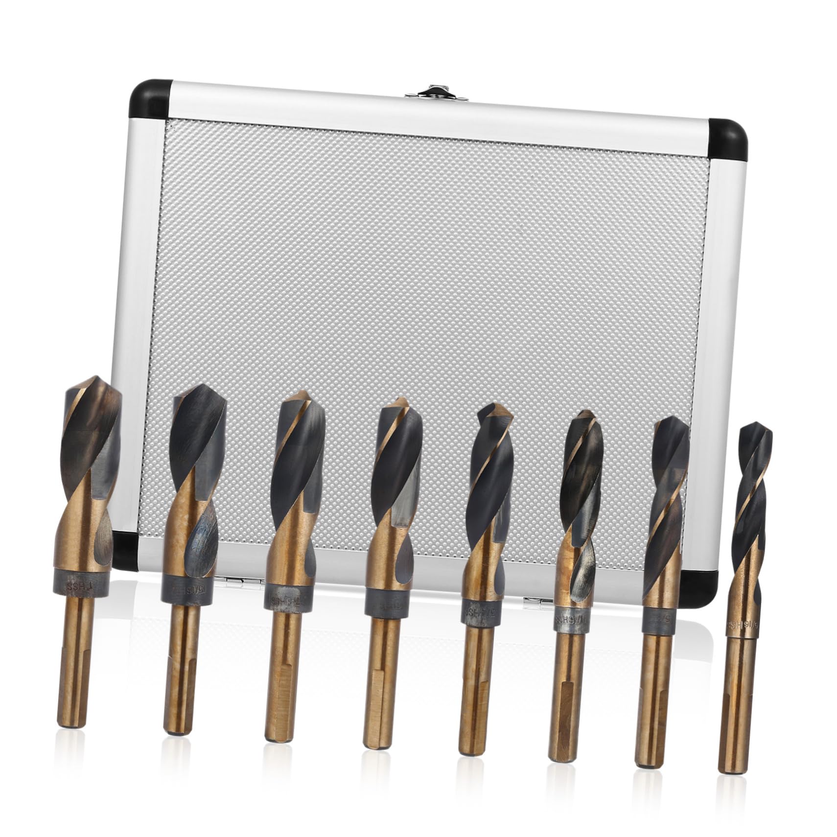 Lot de 8 Forets Hélicoïdaux pour Métaux en Acier, Coupe Fluide, Évacuation Aisée des Copeaux, Boîte en Aluminium, 14 à 25mm