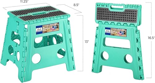 Miniatura 4 de Acko. Taburete plegable de 13 pulgadas de alto, resistente, para niños y adultos, cocina, jardín, baño, taburete con escalón.