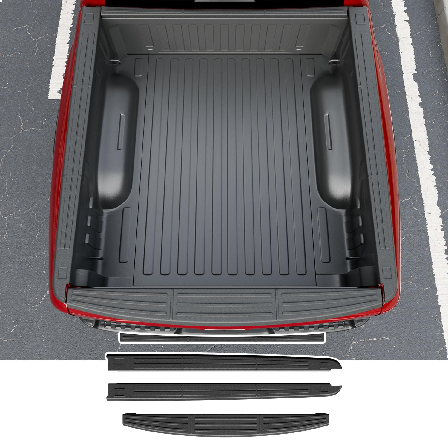 powoq 5.7FT Truck Bed Rail Caps Compatible with 2019-2025 Dodge Ram 1500 Side Rails Covers 4Pcs Tailgate Molding Cap Around Protector Replacement for 2019-2025 Dodge Ram 1500 Accessories