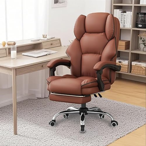 Miniatura 7 de Silla de oficina con reposapiés, silla de computadora para juegos con altura ajustable, respaldo alto, silla giratoria ejecutiva para escritorio