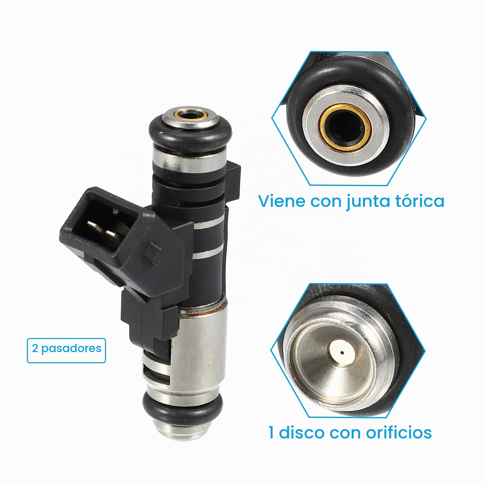 A ABSOPRO Inyectores De Combustible Para Peugeot 206 Hatchback 98-12 4Uds | Para Peugeot Partner 96-15 1.1L, Metal/Plástico, Negro, Plateado, 61.8X34.5X19.2Mm, Oe:Ipm002,1984C9,9625587580