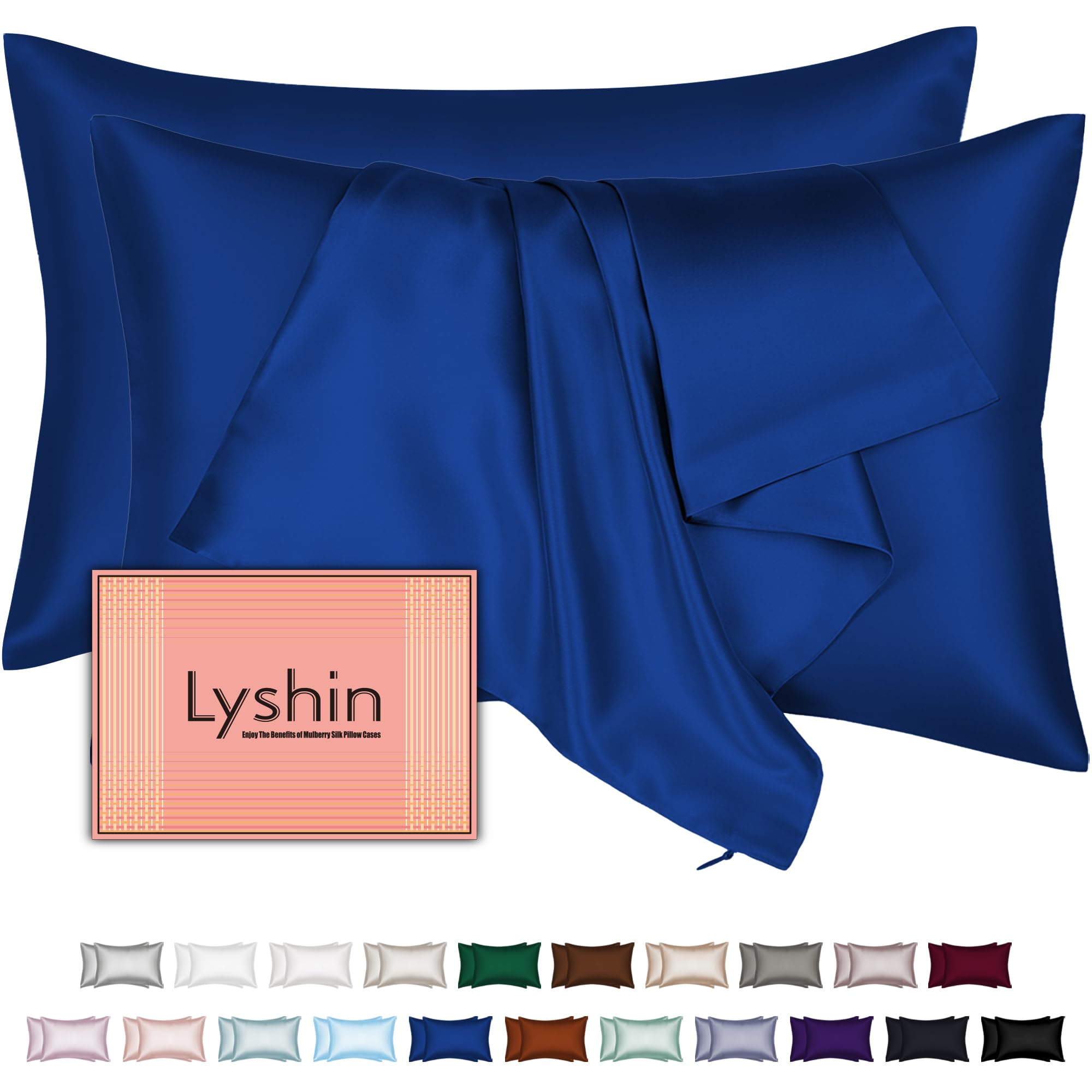 Mulberry Silk Pillow Cases 2 Pack Queen Size 20x30 Inches with Hidden Zipper, Ultra Smooth and Soft Breathable Cooling Silk Satin Pillowcase Set of 2,