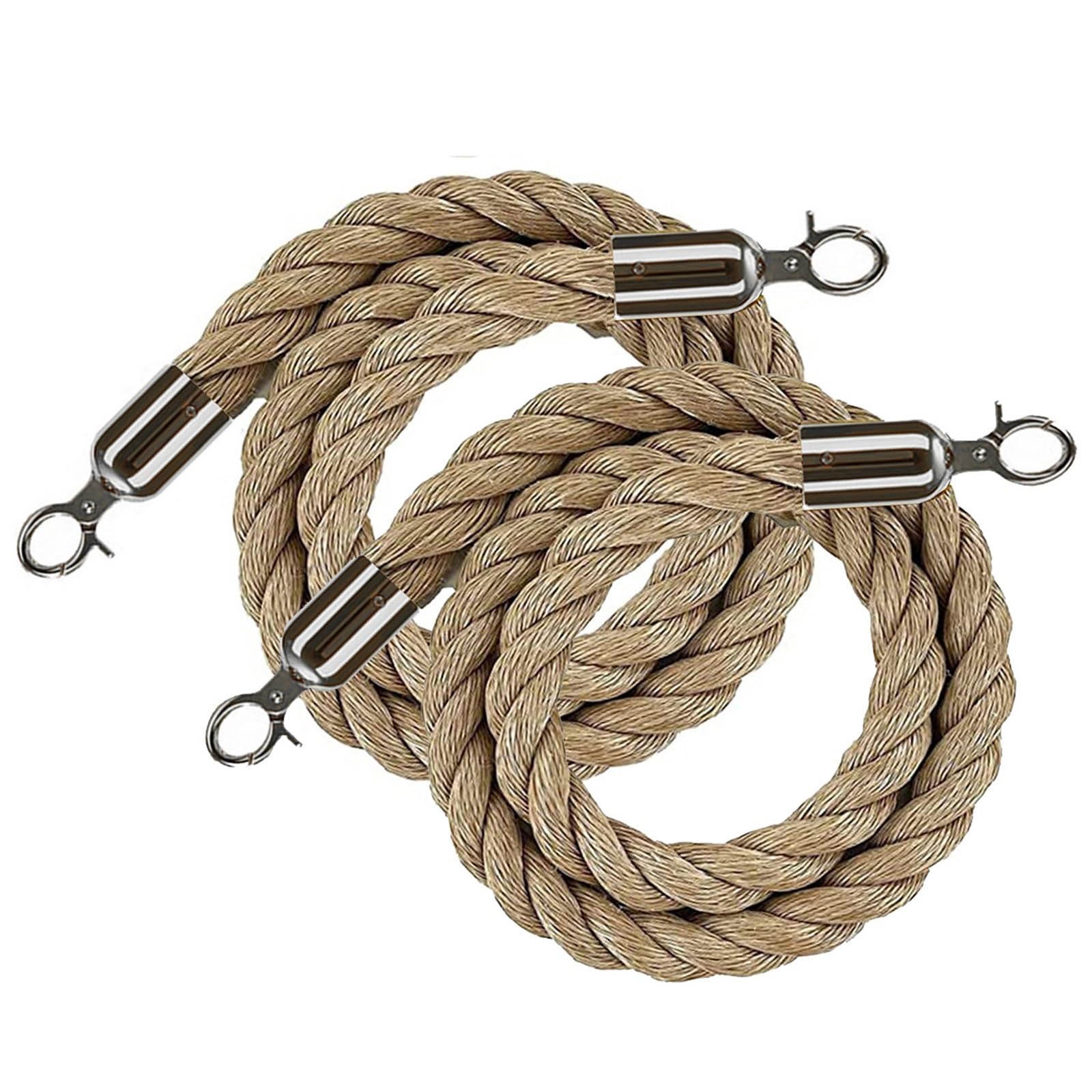 GDMDPTE Crowd Control Rope - 0.6-4.5m Braided Hemp with Metal Hooks Easy Install Queue Divider for Events Venues and Outdoor Gatherings.