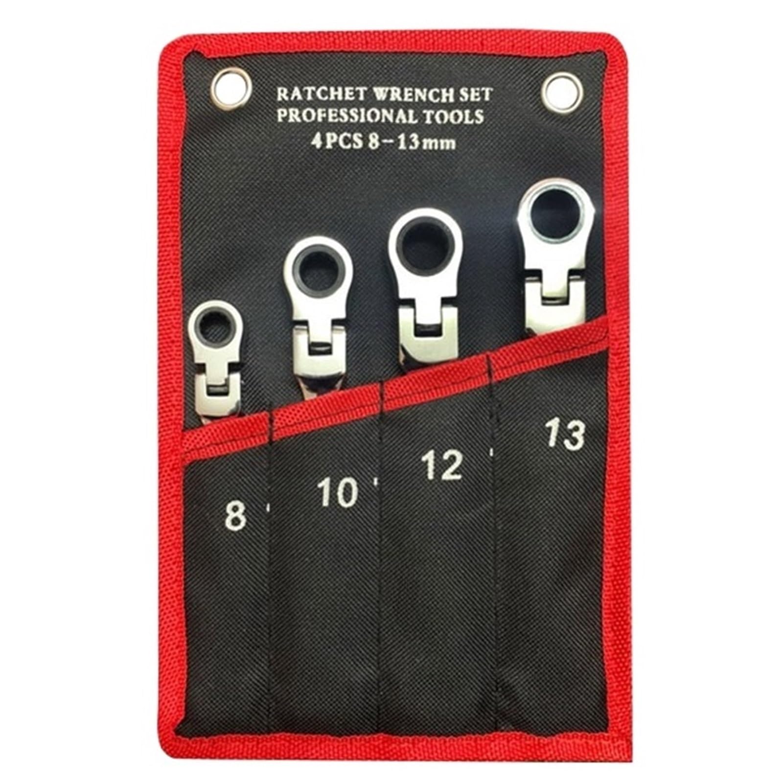 ZGUOUZANTYE Ratcheting Wrench Set, Ratcheting Combination Wrench Set Metric Flexible Head Spanner Chrome Vanadium Steel Flex-Head Ratchet(4pcs(8-13mm))