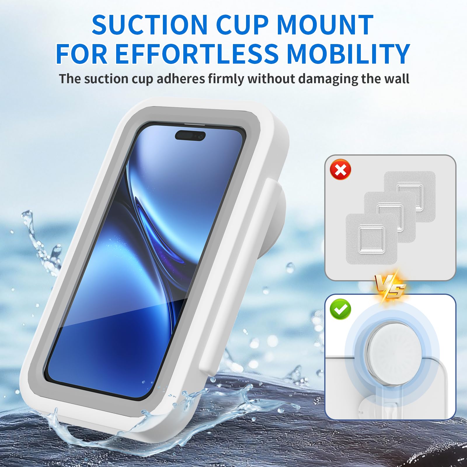Teléfono de ducha Hodler impermeable con rotación de 360 grados, antivaho e impermeable, soporte con ventosa para un fácil movimiento, espejo de cocina para bañera adecuado para todos los