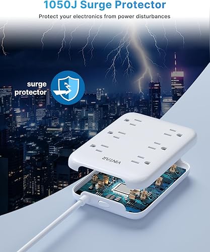 Miniatura 8 de VINTAR - Regleta de alimentación GFCI de 2 clavijas, adaptador de enchufe GFCI de 2 clavijas a 3 clavijas, cable de extensión de 6 pies con 6