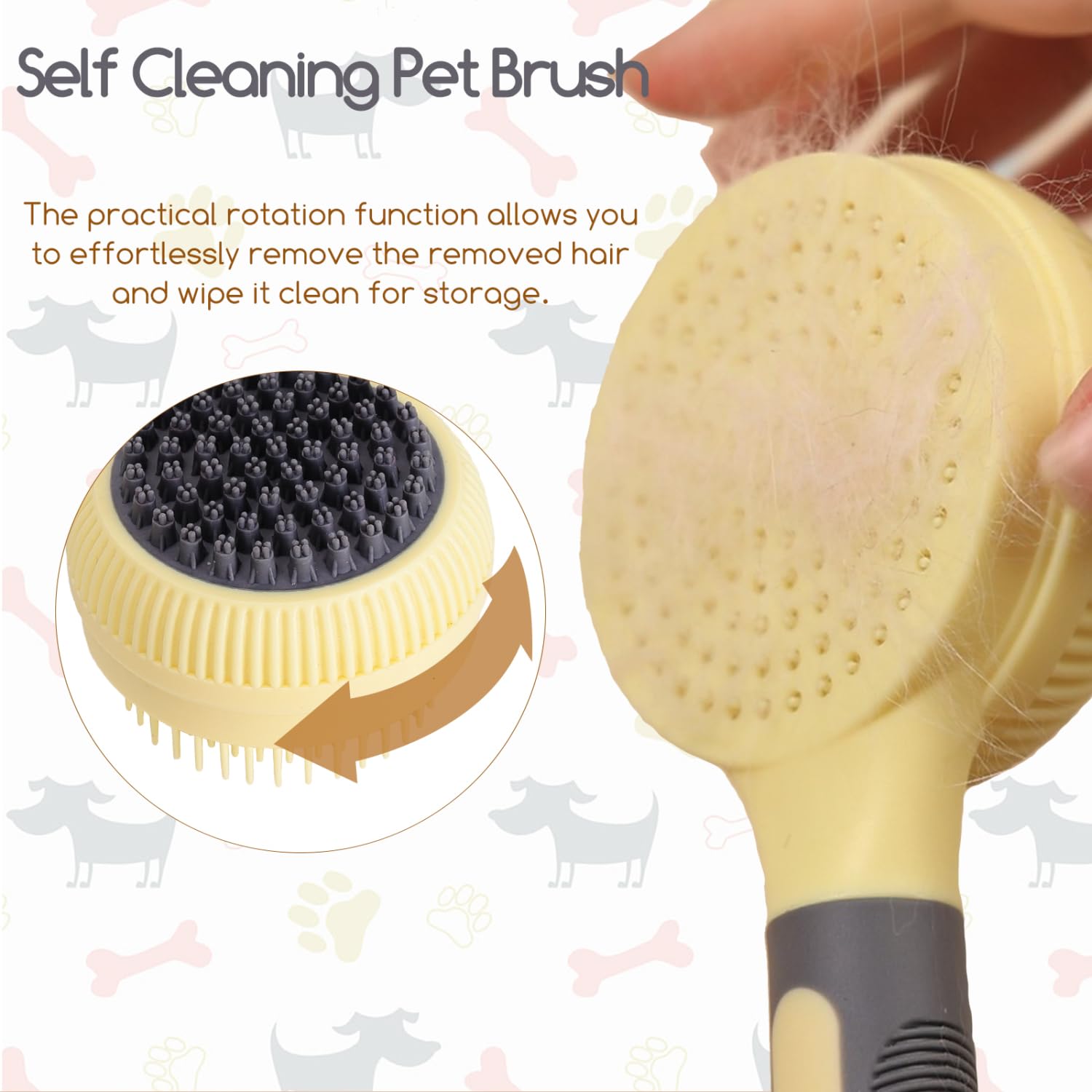 Nobleza 2 in 1 Double Sided Cat Brush, Self Cleaning Grooming Comb for Indoor Cats Kittens, Puppies and Dogs - Image 3