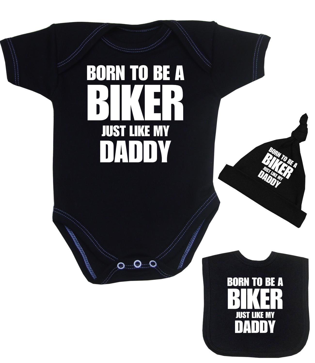 Babyprem Black Baby Clothes Set Born To Be A Biker Like Daddy Newborn