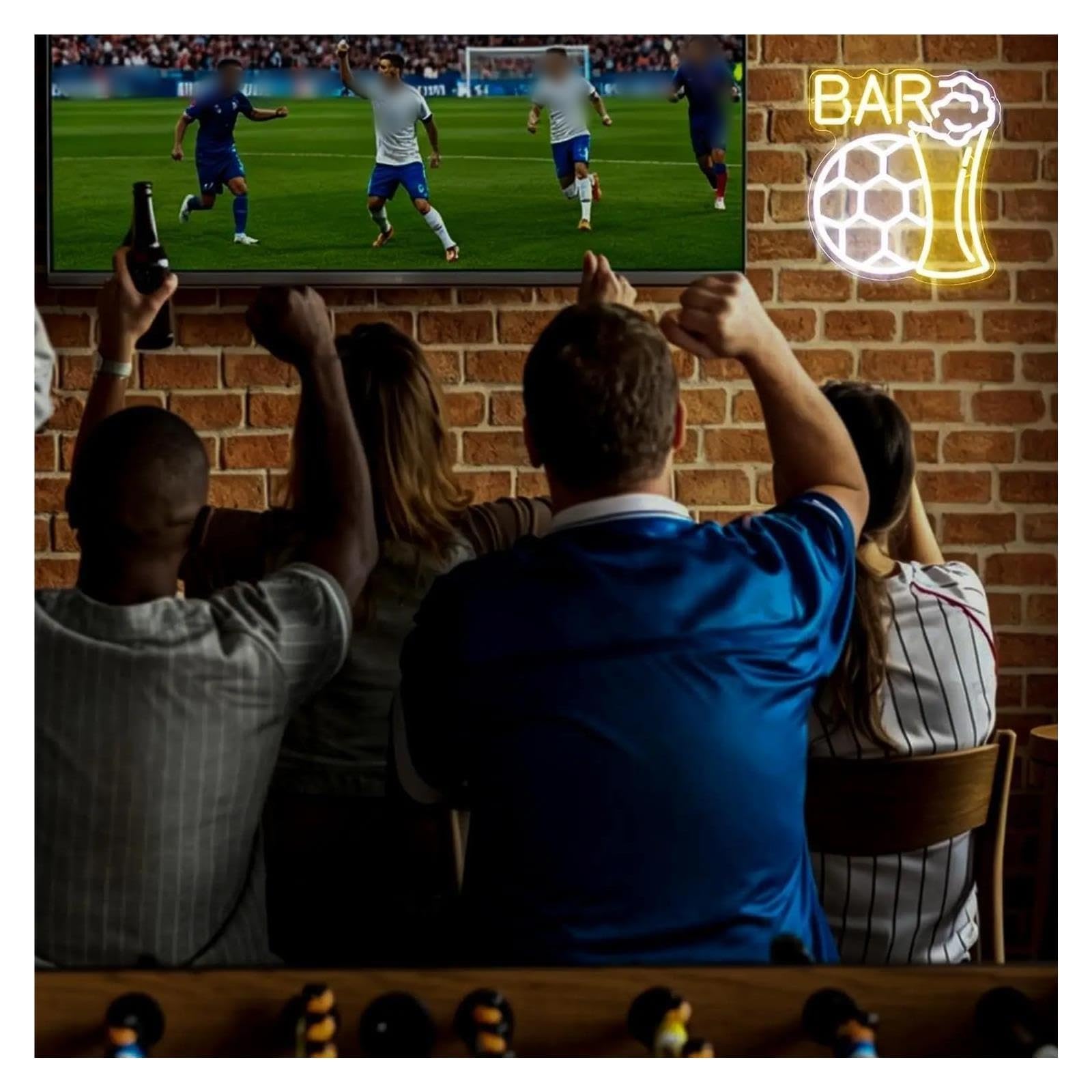 Insegna al Neon Insegna Al Neon Soccer Beer Bar Dimmerabile | Luce LED Da Calcio Alimentata Tramite USB Per Bar Pub Man Cave Sala Giochi Decorazione 30.4cmx38cm