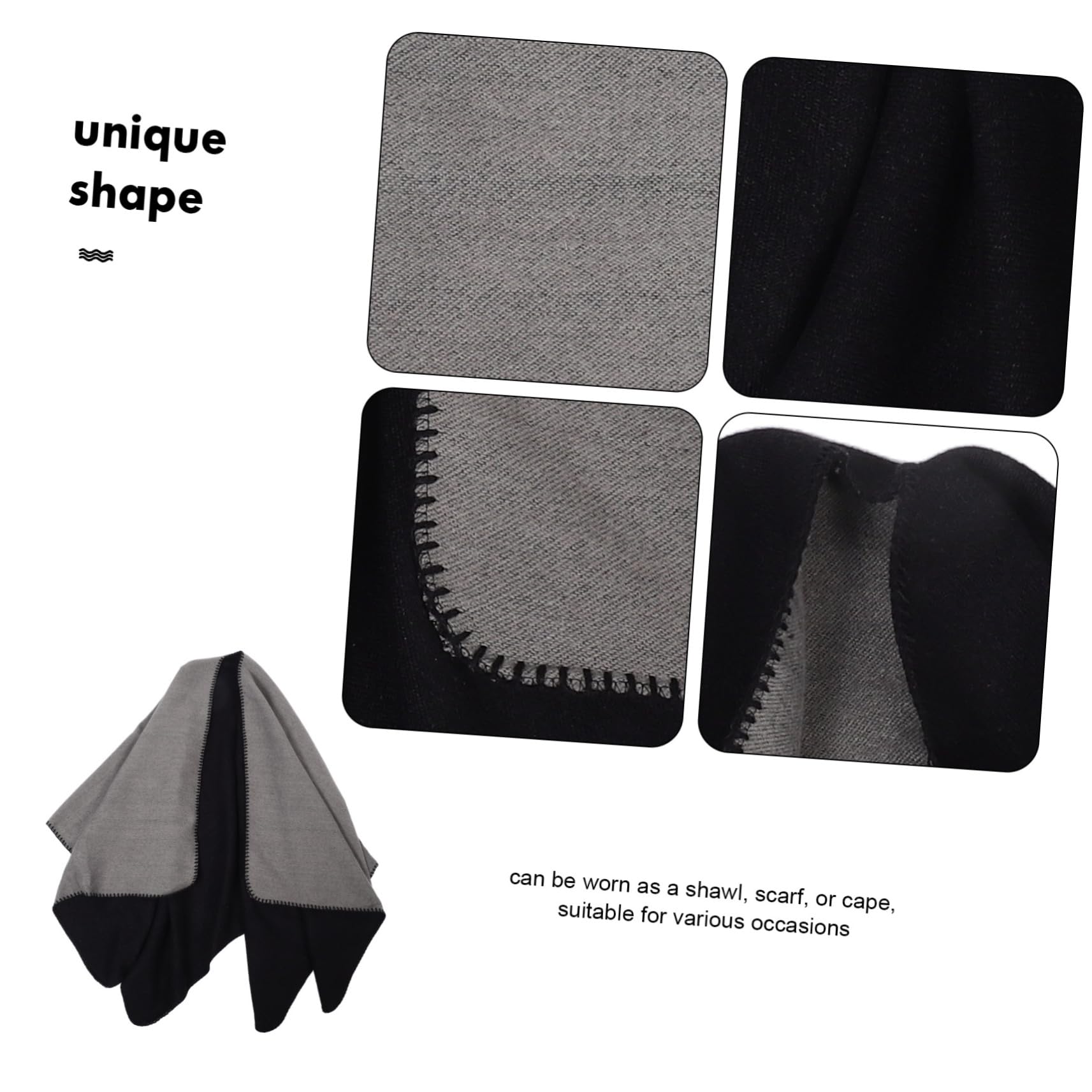 Veemoon Poncho Femme Hiver Double Face Style Nordique en Laine Imitation, Châle Réversible Épais et Chaud, Écharpe Élégante pour Femmes, Multi-usage et Confortable