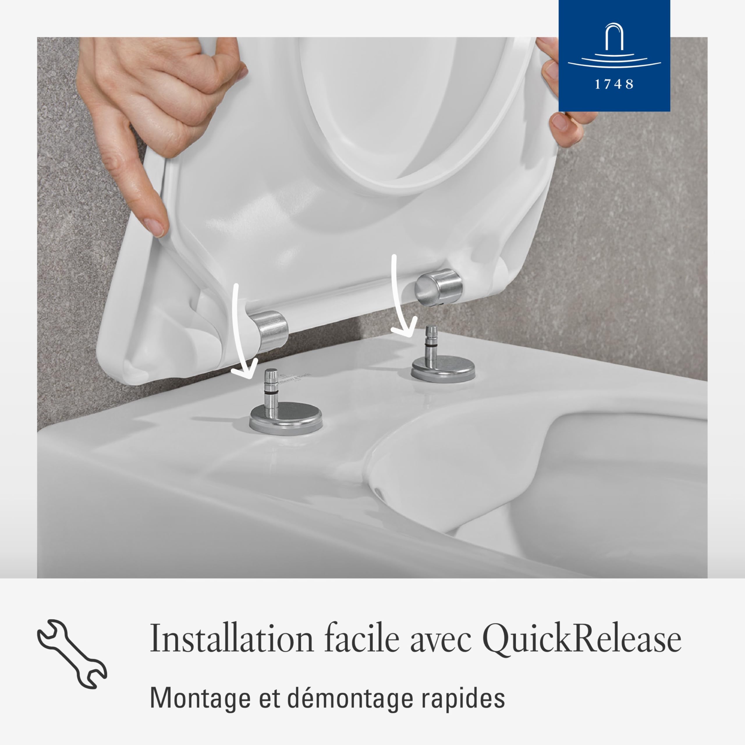 Siège de WC compact 9M69Q1 pour le métro 2.0 de Villeroy & Boch avec fonction Quick Release, 9M69Q101