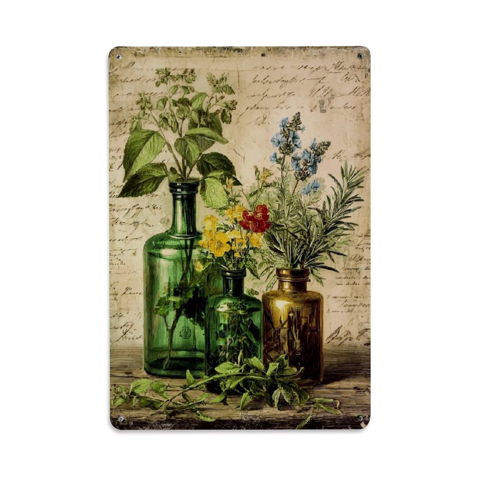 Nestemfo Vintage Botanical Illustration Pattern Print Tin Sign Metal Sign, Living Room,Bar, Home, Bedroom Wall Decor,Retro Metal Poster 8X12 Inches