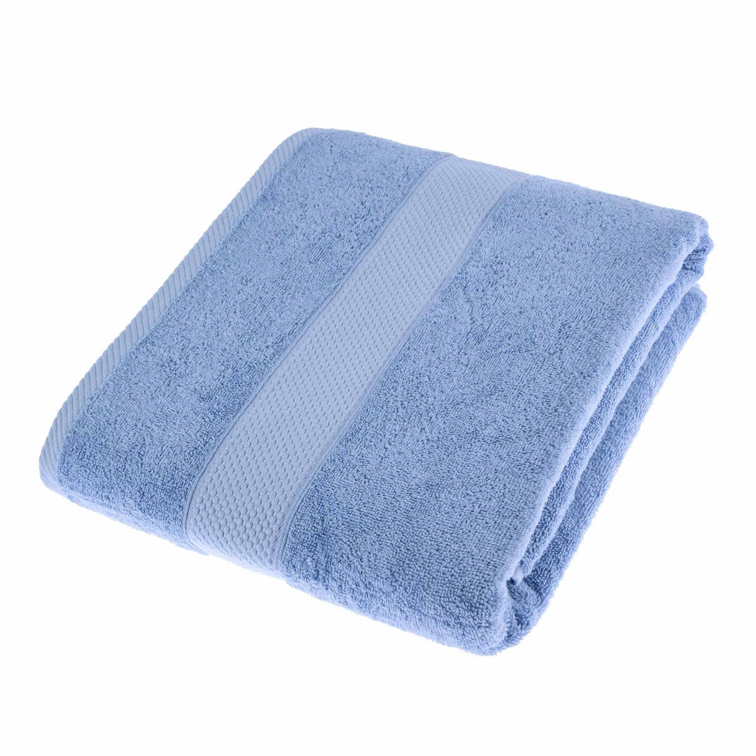 HOMESCAPES Light Blue Turkish Cotton Jumbo Towel Super Soft Thick & Absorbent 500 GSM Towel Heavy Weight for everyday Luxury