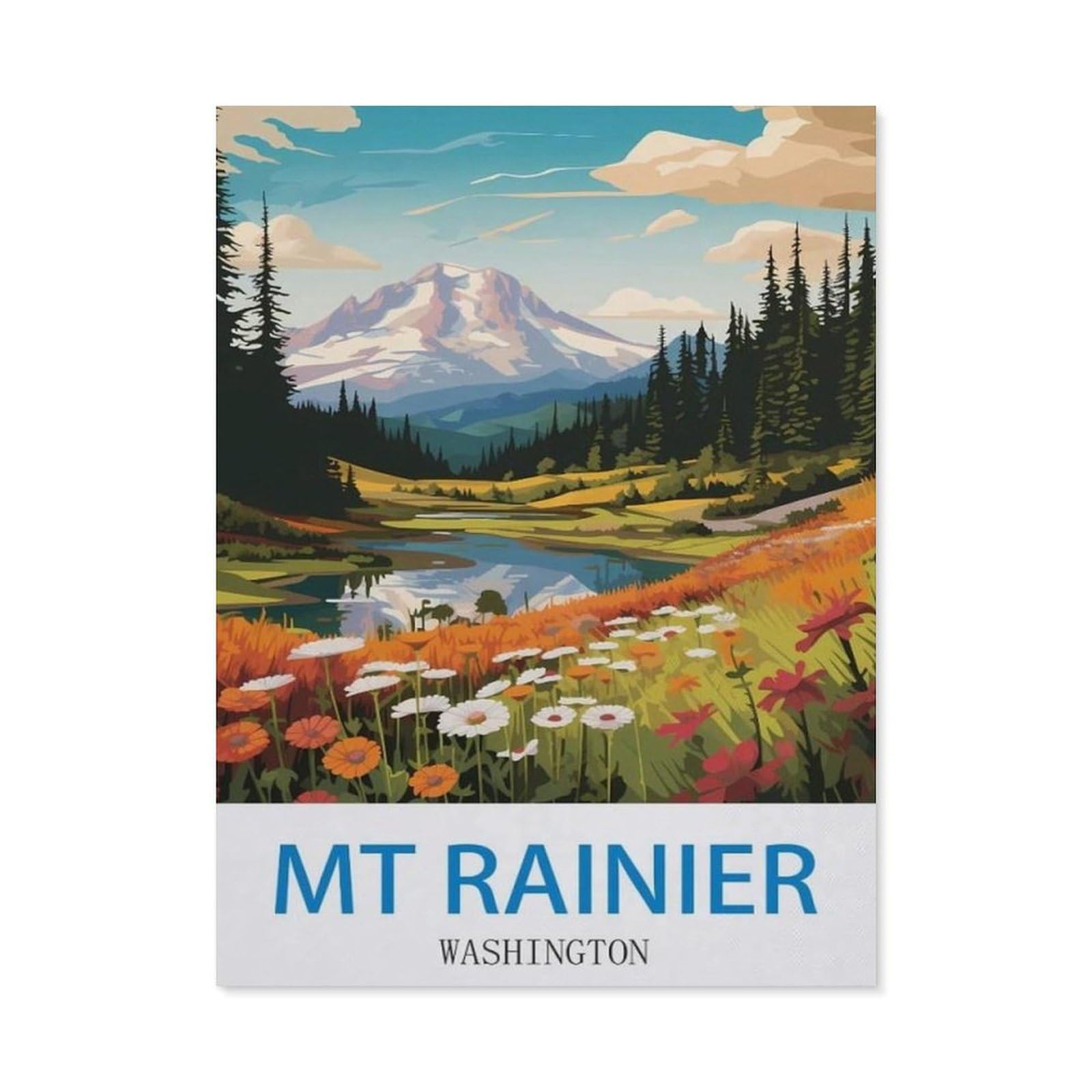 BEAYODKP DIY 5D Diamond Painting，Mt Rainier Washington，Round Diamond, Used for Room Decoration（40 x 50 cm/15.74 x 19.68 inches）-CO13