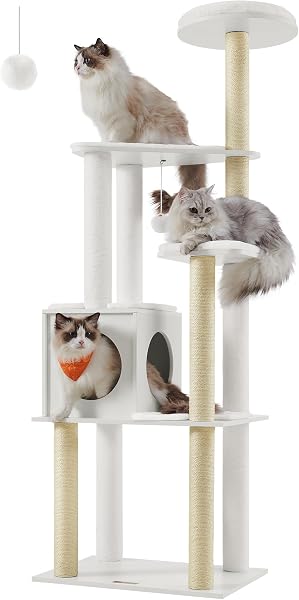 Feandrea WoodyWonders Cat Tree, 65-Inch Modern Cat Tower for Indoor Cats, Multi-Level Cat Condo with 5 Scratching Posts,