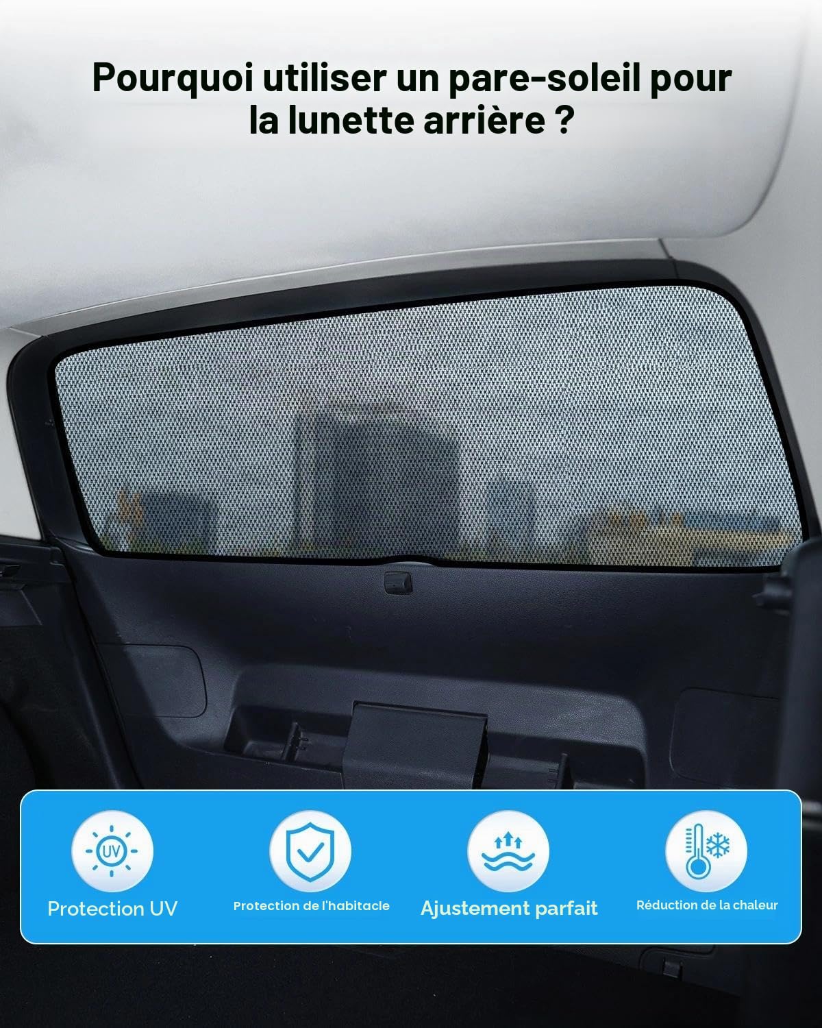 Pare-soleil de voiture pour VW Tiguan (2016-2024) - Pare-soleil arrière respirant avec protection UV et chaleur - Brise-vue pour bébé, camping