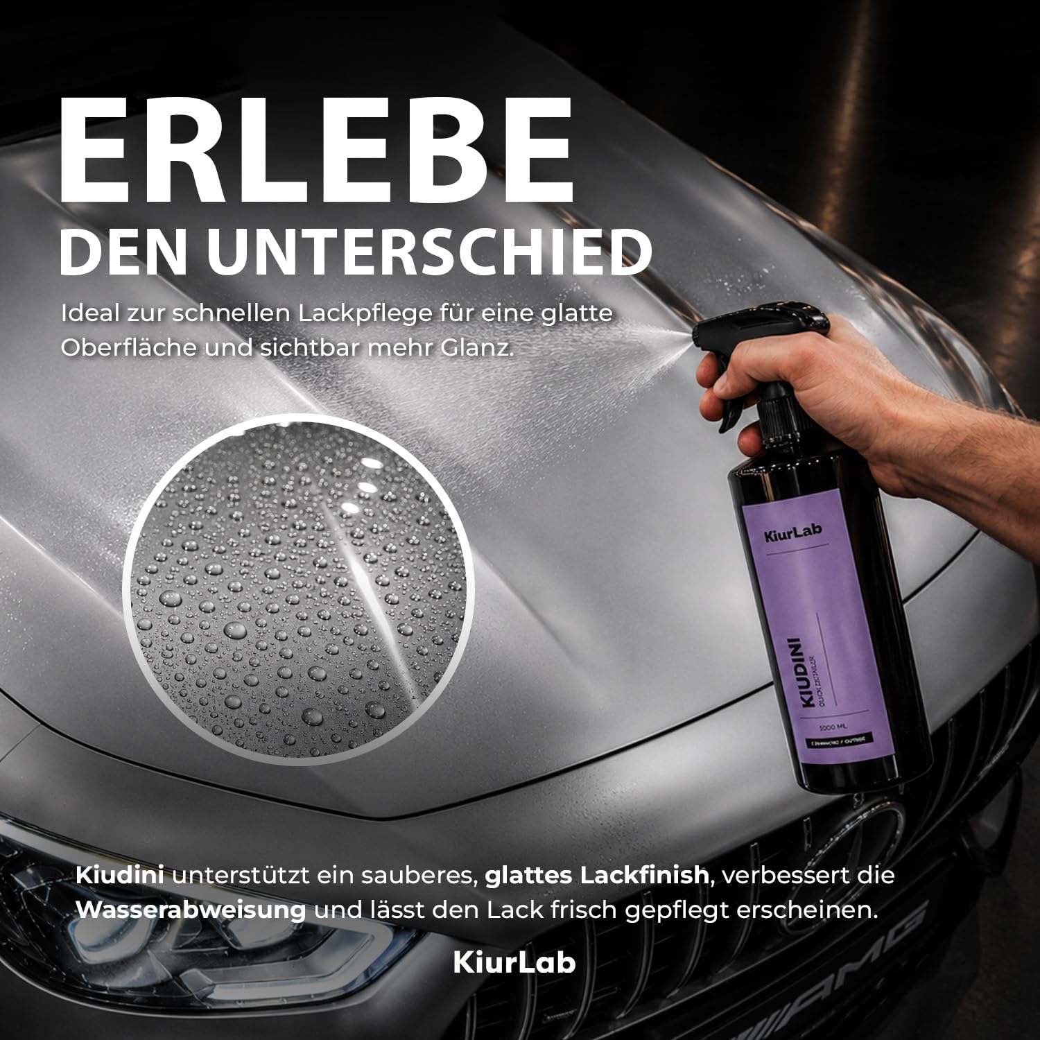 Kiudini Quick Detailer (5L) mit Tiefenglanz & Abperleffekt, Auto Sprühversiegelung zur Lackpflege aussen, Lackreiniger für alle Lackarten, Versiegelungsspray & Abperlschutz