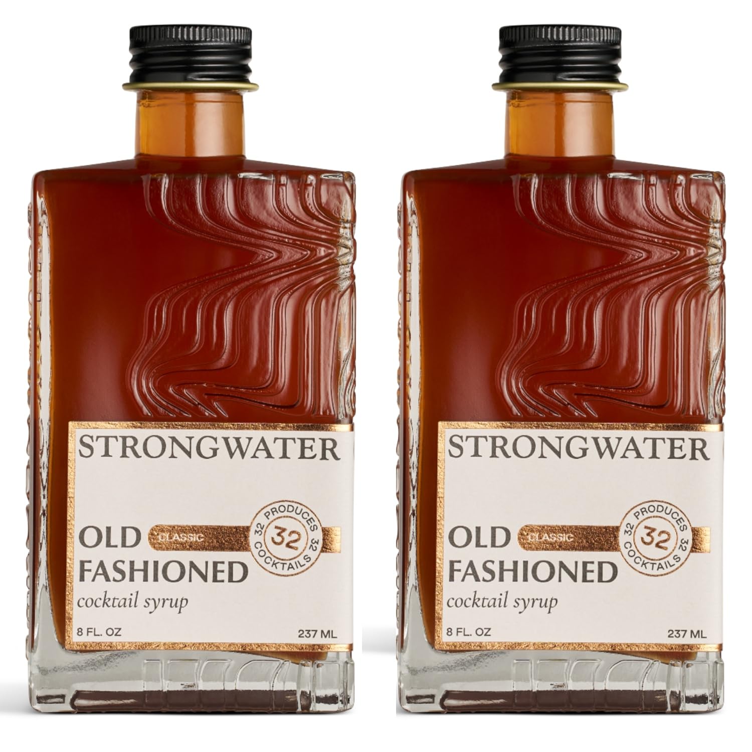StrongwaterOld Fashioned Mix - Makes 64 Cocktails - Handcrafted Old Fashioned Syrup with Bitters, Orange, Cherry, Organic Demerara Sugar - Craft Cocktail Mixer, Just Mix with Bourbon,Whiskey - 2 Pack