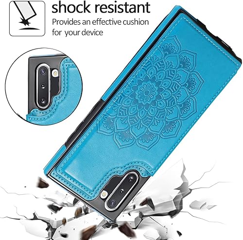 Miniatura 4 de NKECXKJ Diseño para Samsung Galaxy Note 10 Funda con protector de pantalla de vidrio templado ranura para tarjeta de crédito, billetera de cuero PU