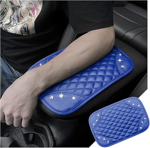 Miniatura 1 de Tapete para reposabrazos de automóvil, funda de piel sintética con cristales brillantes, universal impermeable, accesorios interiores de automóvil,