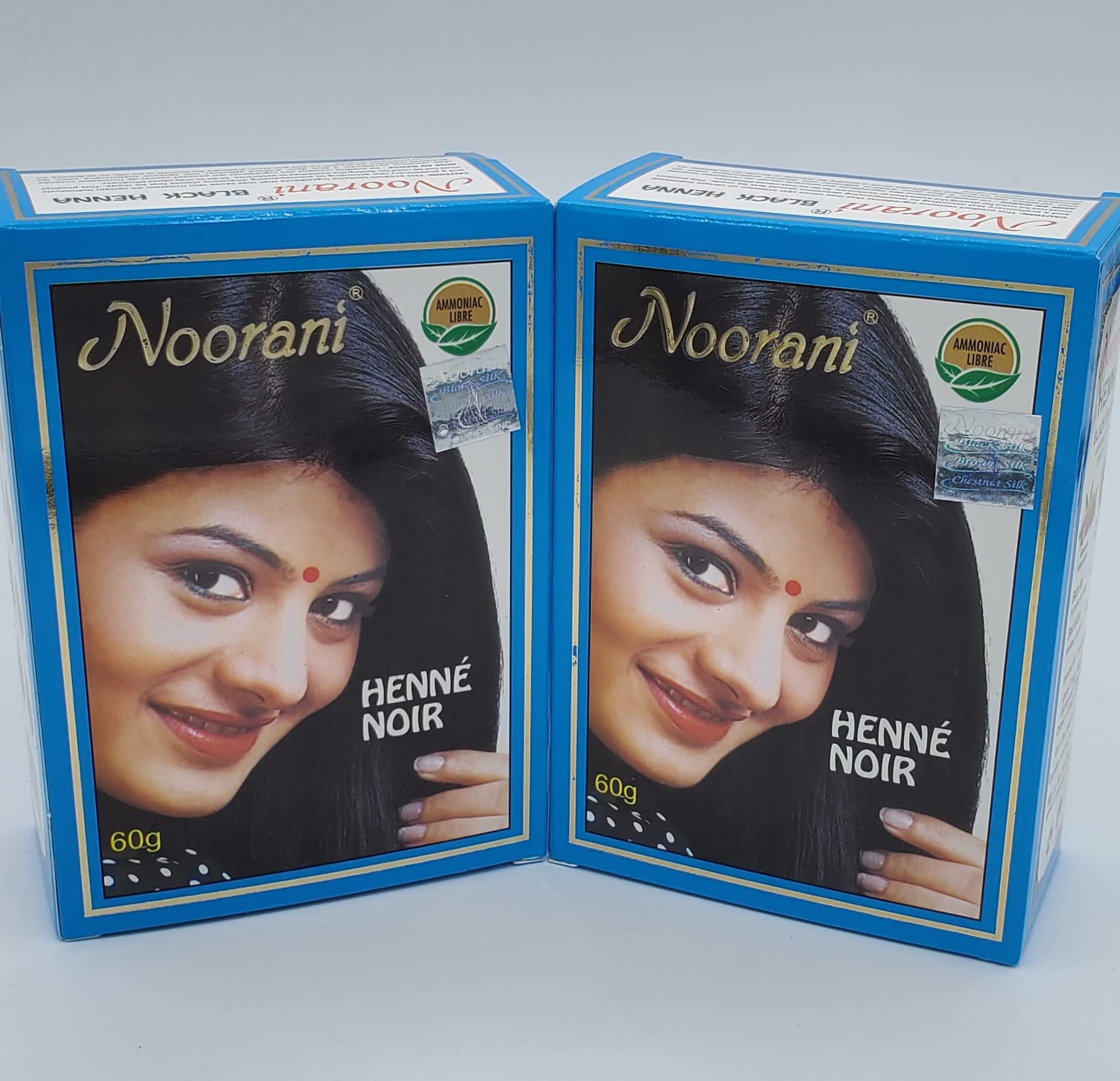 Noorani BLACK Hair Color - Henna Hair Color, Zero Ammonia, 2x(6 Sachets x 10g), Pack of 2, BLACK