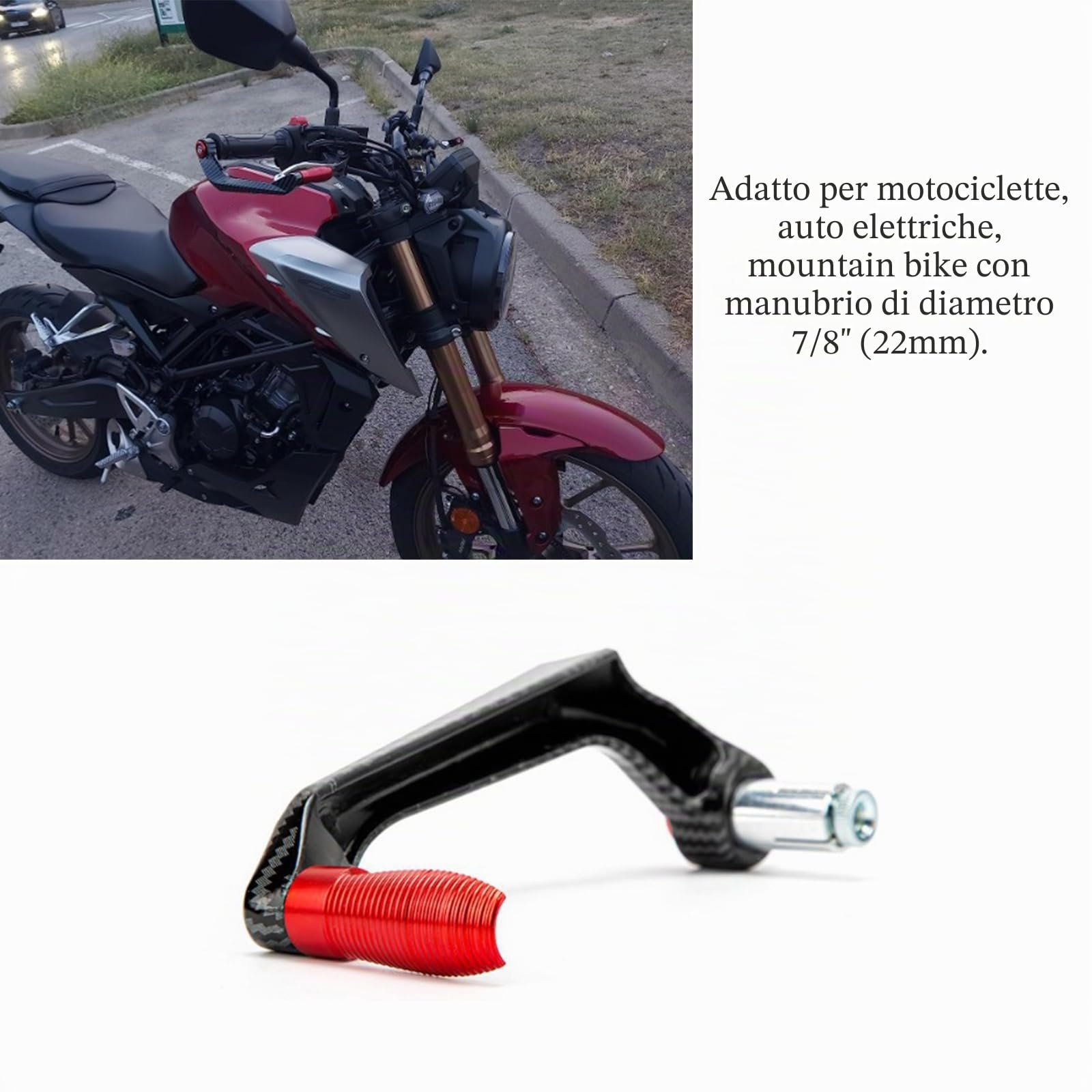 Paraleve Moto, Fydun 7/8 Pollici 22mm Paramani Moto Universali Protezione del Manubrio del Motociclo in Lega di Alluminio Protezione Leva Freno per Moto, Auto Elettriche, Mountain