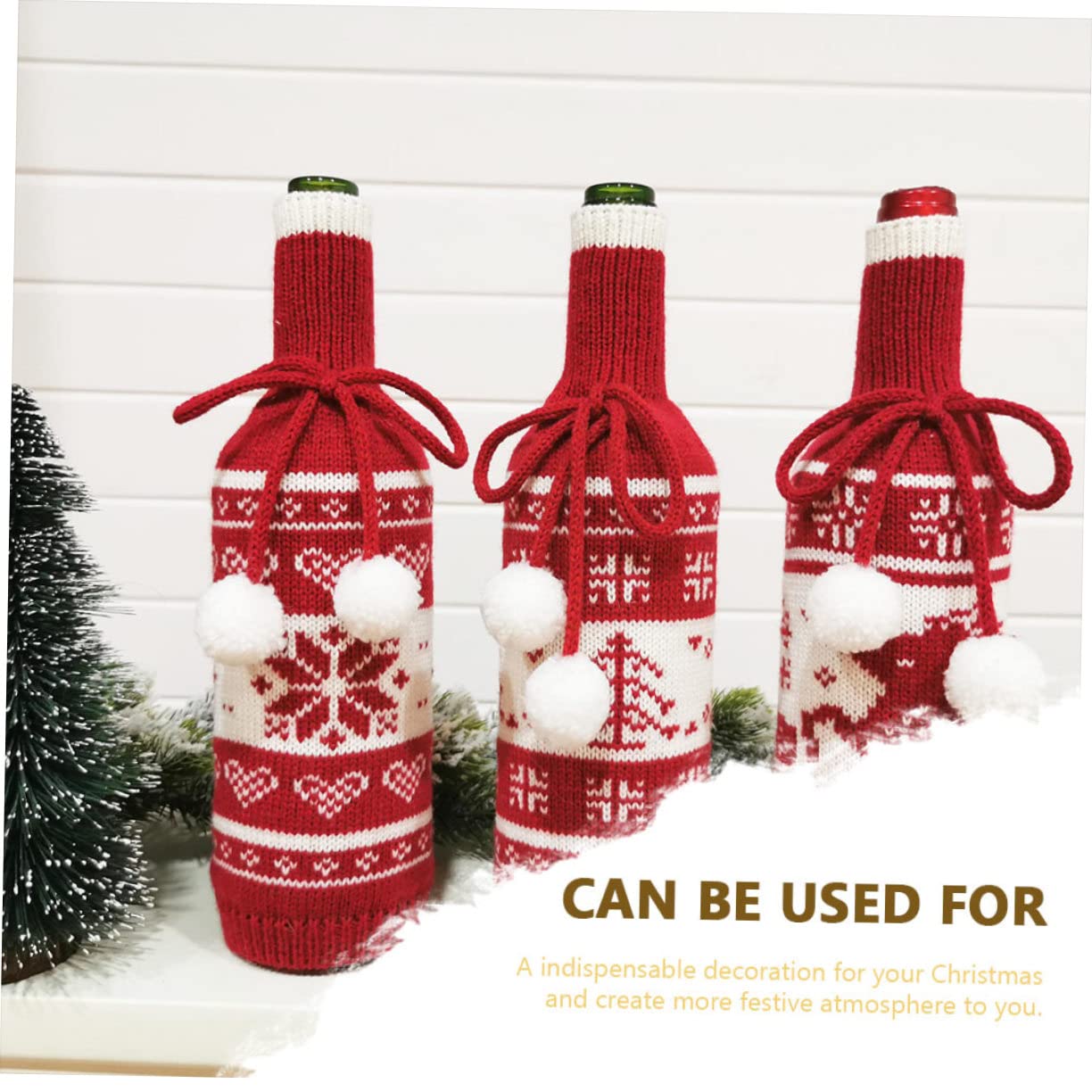 Toyvian 9pièces Housse De Bouteille De Motifs De Sapin Renne Et De Décorations pour Bouteilles Réutilisable Et Chic pour Amateurs De