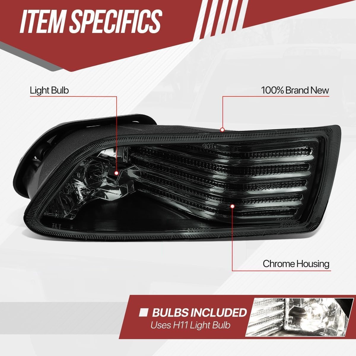 Fog Lights Assembly Compatible with 2005-2010 Scion tC Left and Right Side Fog Lamps Factory Style Replacement, Chrome Housing